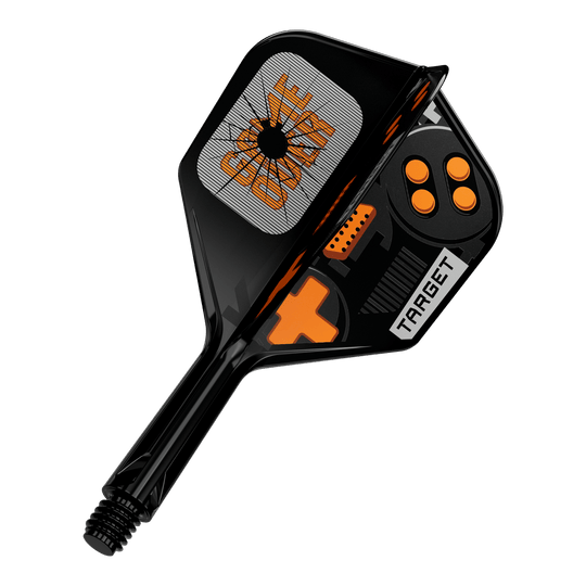 Target K-Flex Juego Terminado No6 Vuelos Das Bild zeigt einen einzelnen Dart Flight. Es handelt sich um das Modell 410576 Target K-Flex GameOver No6 Flights 19mm.