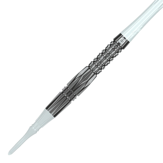 Dardos blandos Caliburn Prisma P1 - 19 g Das Bild zeigt die Caliburn Prisma P1 Softdarts mit einem Gewicht von 19g. Es ist ein modernes Dartprodukt für Freizeit und Turniere.