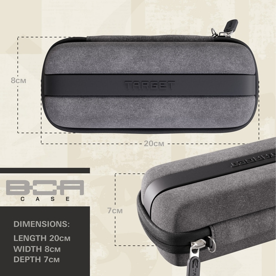 Estuche para dardos Target BOA Dieses Bild zeigt das Target BOA Dartcase Grau Hellgrau aus der Seitenansicht. Das Dartcase ist für sicheren Transport von Darts ausgelegt.