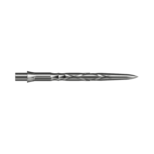 Puntas de dardos de acero Caliburn System - HAN G2 - Plata Dies ist eine silberne Steeldartspitze mit einem gedrehten Design. Sie ist lang und schlank, ideal für präzises Werfen.