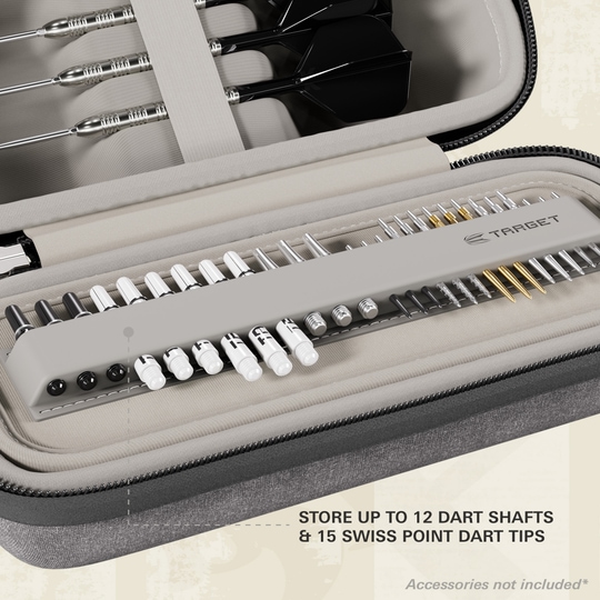 Estuche para dardos Target BOA Ein Dartcase in Grau und Hellgrau ist zu sehen. Es dürfte das Target BOA Dartcase sein.