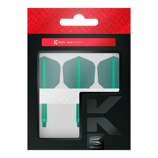 Sistema de vuelo Target K-Flex No6 - Verde Zwei Dart-Flights mit identischem Design werden nebeneinander gezeigt. Die Aussagekraft der Linien ist klar zu erkennen.