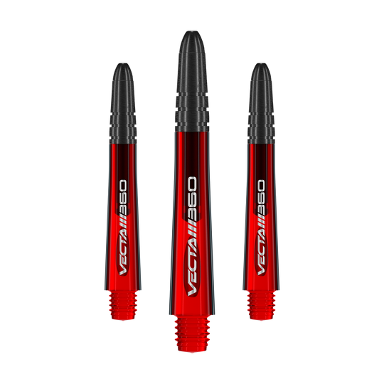 Ejes Winmau Vecta Blade 360 - Rojo Das Produkt zeigt einen Satz von Dart-Shafts mit dem Namen 7025-219_Winmau_Vecta_Blade360_Shafts_Rot_40mm_1Set. Die Dart-Shafts sind rot und 40 mm lang.