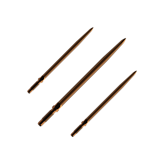 Puntas de dardo convertibles Bulls NL - Micro Grip - Bronce Abgebildet ist ein Satz Dartspitzen mit MicroGrip in Bronze. Die Spitzen sind 36mm lang.