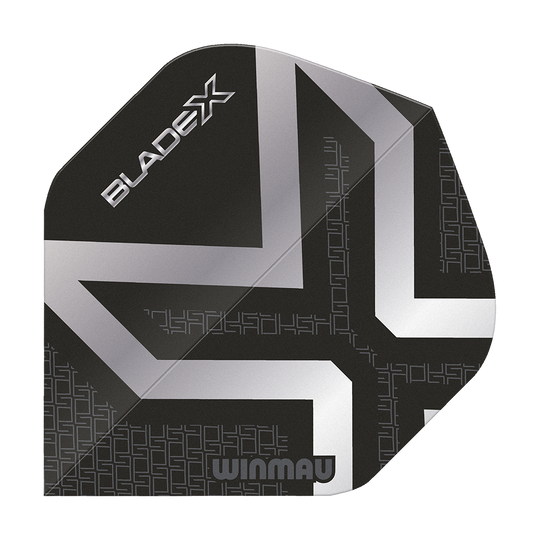 Plumas estándar Winmau Prism Delta Blade X Metallic Silver No2 Dies ist ein Winmau Prism Delta Blade X Metallic Silver No2 Standard Flight. Das Bild zeigt das Produkt in silberner Farbe.