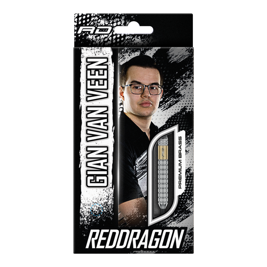 Dardos de acero de latón Red Dragon Gian Van Veen - 21 g Abgebildet sind die Red Dragon Gian Van Veen Brass Steeldarts mit 21 g Gewicht. Die hochwertigen Steeldarts sind perfekt für den Einsatz im Turniersport.