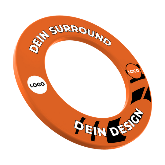 Dieses Bild zeigt ebenfalls ein Dartboard Surround in Neonorange. Der Dateiname ist 'MSF-NeonOrange_Dartboard_Surround_Wunschdruck_NeonOrange_1'.