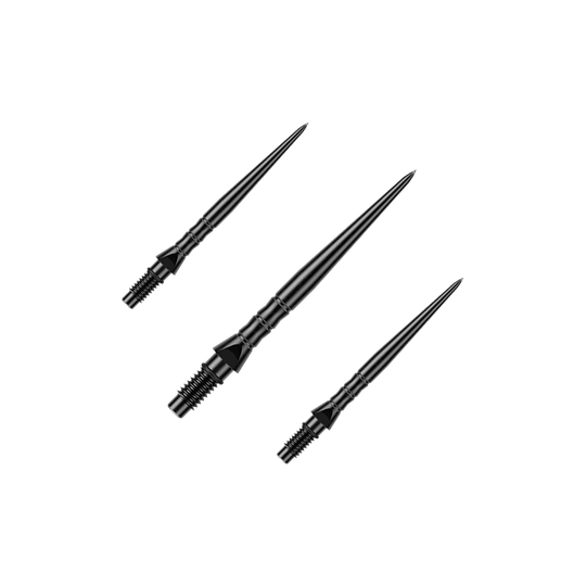Puntas de dardos de acero Winmau Switch Point Wave - negras Das Bild stellt ein Set schwarzer Steeldartspitzen in der Länge von 26 mm dar. Dieses Set ist für Steeldartspieler gedacht.