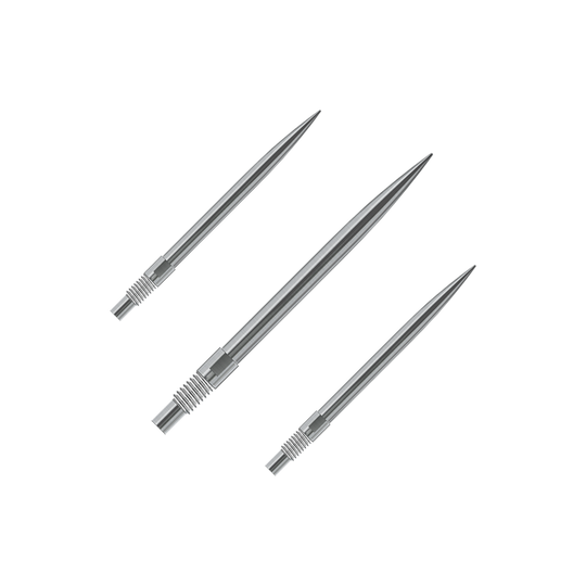 Puntas de dardos Harrows Quick Point - Plateadas Gezeigt wird ein Set Harrows QuickPoint Dartspitzen in Silber mit 30mm Länge. Dieses Bild verdeutlicht den Lieferumfang der Dartspitzen.
