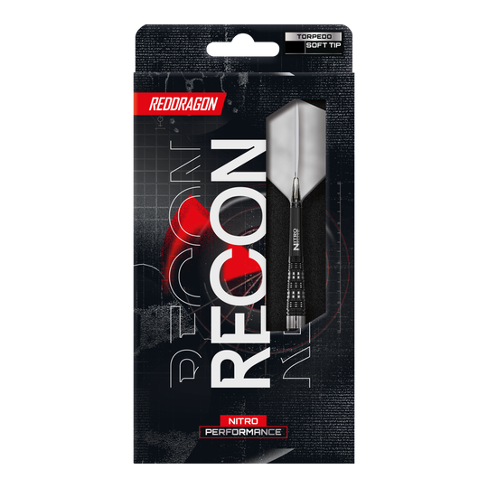 Dardos blandos Red Dragon Recon Torpedo - 20 g Das Foto zeigt die Red Dragon Recon Torpedo Softdarts - 20g. Die Darts sind für Softdart-Spiele geeignet und wirken robust.