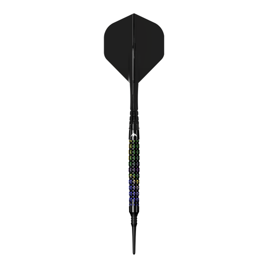 Dardos blandos Mission Black Opal - 20 g Mission Black Opal Softdarts - 20g liegt auf einem weißen Hintergrund. Diese Softdarts sind für präzises Dartspiel ausgelegt.