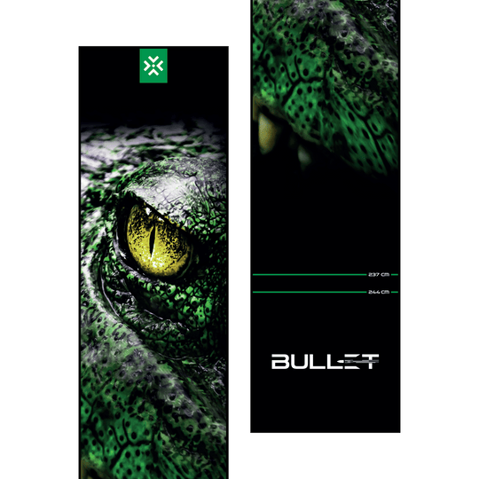 Tapete para dardos Bullet Gator Dieses Bild zeigt erneut die Bullet Gator Dartmatte. Sie ist für den Gebrauch beim Dartspiel gedacht und bietet Stabilität.
