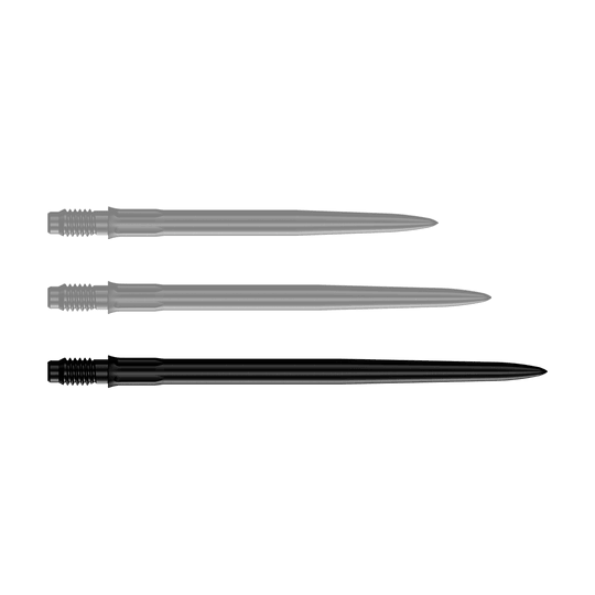 Puntas de dardo Mission R2.5 Rapid Point SM1 - Negras Abgebildet ist eine einzelne schwarze Dartspitze mit einer Länge von 40mm. Es handelt sich um Mission R25 Rapid Point SM1 Dartspitzen.