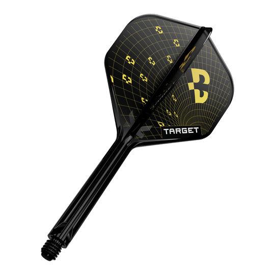 Abgebildet ist ein einzelnes Target K-Flex Bolide No2 Standard Flight mit 33mm Länge. Das Dart Flight ist deutlich erkennbar.