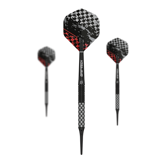 Dardos suaves GOAT Finish Line - 20 g Das Bild zeigt die GOAT Finish Line Tungsten Softdarts mit einem Gewicht von 20g. Die Darts sind für das Softdartspiel konzipiert.
