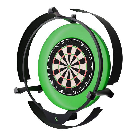 Sistema de puntuación automática electrónica Scolia Home 2 con anillo de iluminación 2026 Das Bild zeigt das Produkt "Scolia Home 2 Electronic Score System mit Beleuchtungsring". Es handelt sich um ein elektronisches Punktesystem für Dartboards, das von einem grünen Beleuchtungsring umgeben ist.