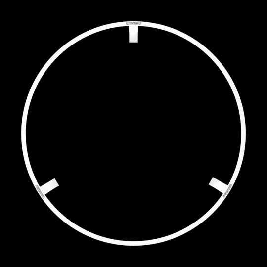 Luz LED para diana Winmau Plasma Ice Das Bild zeigt das Produkt "Winmau Plasma Ice LED Dartboard Light". Es ist ein runder LED-Lichtring mit drei Halterungen.