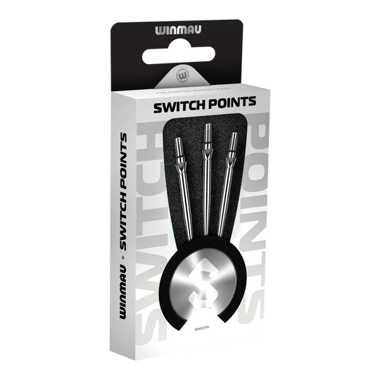 Puntas de dardos Winmau Switch Point de acero liso - Efecto plateado Abgebildet sind Winmau Switch Point Smooth Steeldartspitzen in Silver Effect. Diese glatten Dartspitzen sind silbern und für Steeldarts geeignet.