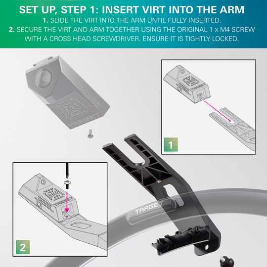 Brazo de cámara Target OMNI VIRT Abgebildet ist der Target OMNI VIRT Kamera Arm. Der Kameraarm dient zur Befestigung und Positionierung einer Kamera für den Dartsport.