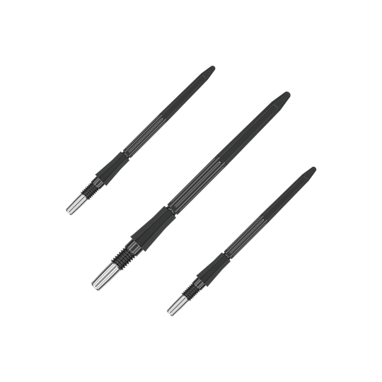 Puntas de dardo Target Elysian Archetype 43 Swiss Point de acero - Negras Das Bild zeigt ein Set schwarzer Dartspitzen. Die Dartspitzen sind jeweils 35 mm lang.