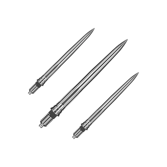 Puntas de dardo Caliburn EVO EZ - Suaves - Plateadas Das Bild trägt den Dateinamen EVO121_Caliburn_EVO_Dartspitzen_EZ_Smooth_Silber_28mm_1Set. Es zeigt vermutlich ein Set glatter Dartspitzen in Silber mit einer Länge von 28mm.
