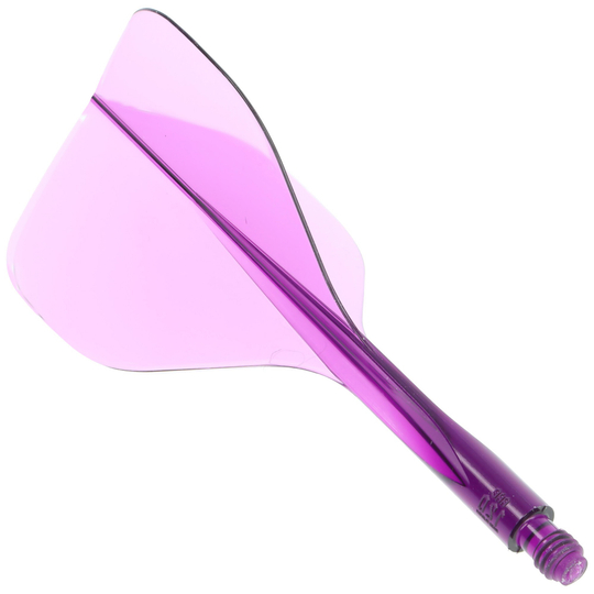 Condor Axe 120 Flight-System Clear Purple - Standard Das Bild zeigt ein durchsichtiges, lila Dart-Flight-System mit Standardform. Es handelt sich um das Produkt "Condor Axe 120 Flight-System Clear Purple".