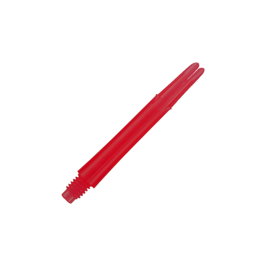 Ejes en L estilo L bloqueados rectos - rojo Das Bild zeigt einen roten, geraden Dartshaft ohne Kappen. Der Schaft ist 39 mm lang und hat ein Gewinde am Ende.