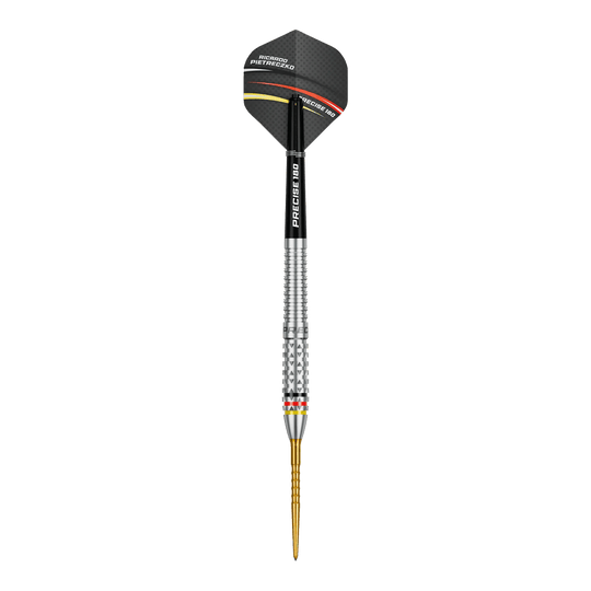 Dardos de acero Precise 180 Ricardo Pietreczko GEN1 Hier ist ein Precise 180 Ricardo Pietreczko GEN1 Steeldart abgebildet. Der Dartpfeil ist für das Steeldartspiel konzipiert.