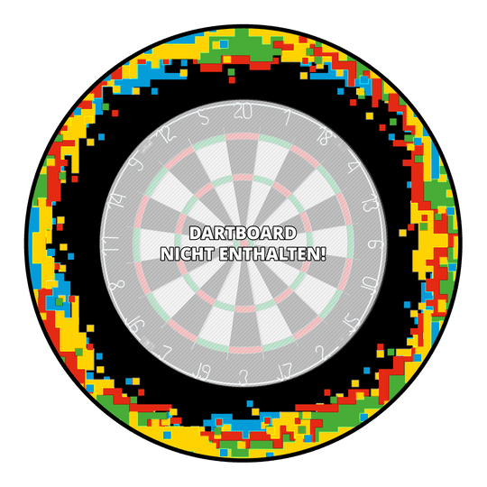 Marco para diana de píxeles McDart Das Bild zeigt ein Produkt mit dem Namen 'MSF-H1_McDart_Pixel_Dartboard_Surround_Schwarz_3'. Es handelt sich hierbei um einen schwarzen Dartboard-Surround.