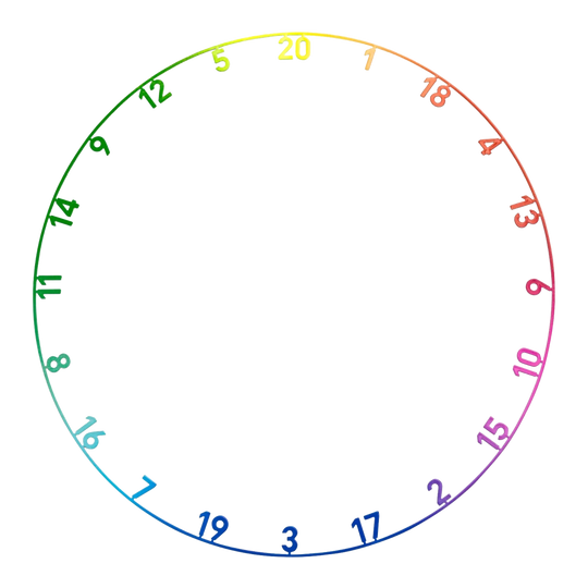 Diana de dardos de acero Endorphine 180 de precisión con aro numérico - Spectrum Auf dem Bild sieht man das Precise 180 Endorphine Steeldartboard mit Nummernring in der Ausführung Spectrum. Das Dartboard ist deutlich und detailreich zu sehen.
