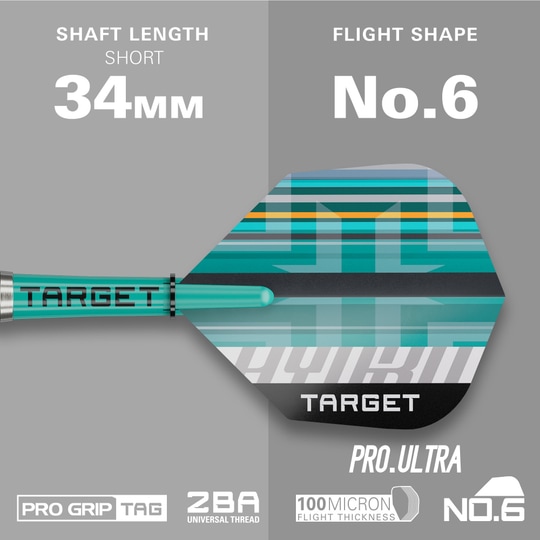 Dardos blandos Target Hydro 12 Das Bild zeigt die Target Hydro 12 Softdarts. Sie sind in einem modernen Design für Dartspieler gefertigt.