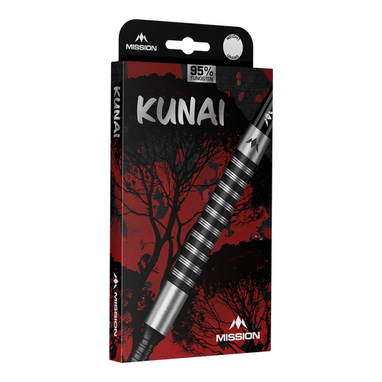 Dardos Mission Kunai de acero PVD negro - 23 g Hier wird Mission Kunai Black PVD Steeldarts - 23g dargestellt. Die Steeldarts bestehen aus schwarzem Material und wiegen 23 Gramm.