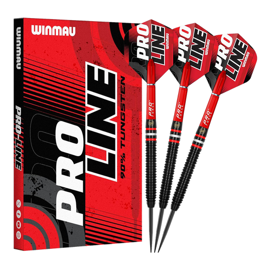 Winmau Pro-Line 90% Steeldarts Zu sehen sind die Winmau Pro-Line 90% Steeldarts. Die Darts verfügen über einen hohen Qualitätsstandard und sind für Profis geeignet.
