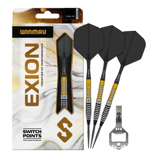 Puntos de conmutación de torpedos Winmau Exion Steeldarts Das Bild zeigt vermutlich Winmau Exion Torpedo Switch Points Steeldarts in voller Ansicht. Es handelt sich um ein Dartprodukt für Dartspieler.