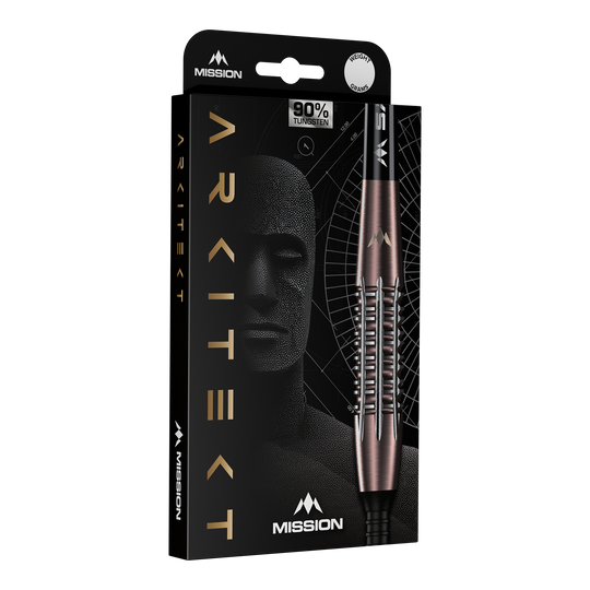 Mission Arkitekt Dardos de acero PVD de sílice de bronce - 23,5 g Abgebildet ist Mission Arkitekt Bronze Silika PVD Steeldarts - 23,5g. Die Darts besitzen ein glänzendes bronzenes Finish.