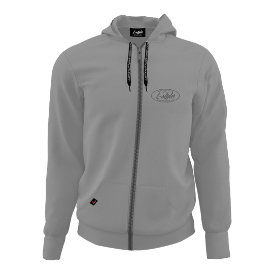 Sudadera con capucha estilo L, color gris Der Hoodie „L-Style Hoodie - Grau“ ist grau, hat eine Kapuze und einen durchgehenden Reißverschluss. Auf der linken Brust befindet sich ein dezentes L-Style Logo.