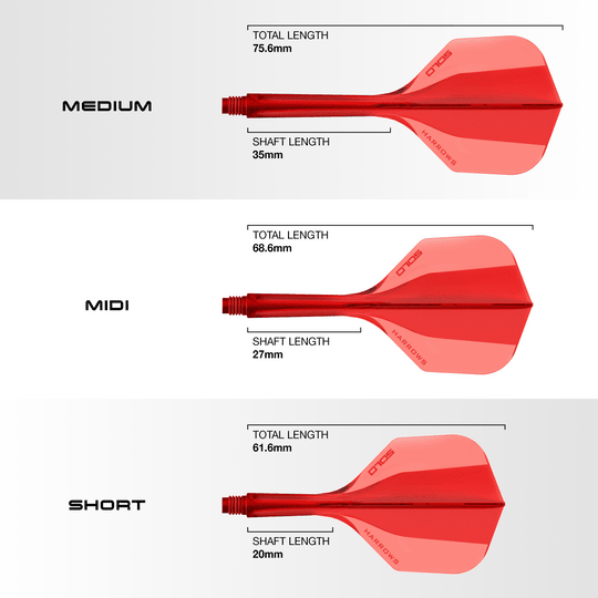 Sistema de eje de vuelo Harrows Solo No6 - Rojo Auf diesem Bild ist das Harrows Solo No6 Flight-Shaft-System in Rot zu sehen. Das Produkt dient zur Befestigung und Stabilisierung von Flights am Dartpfeil.