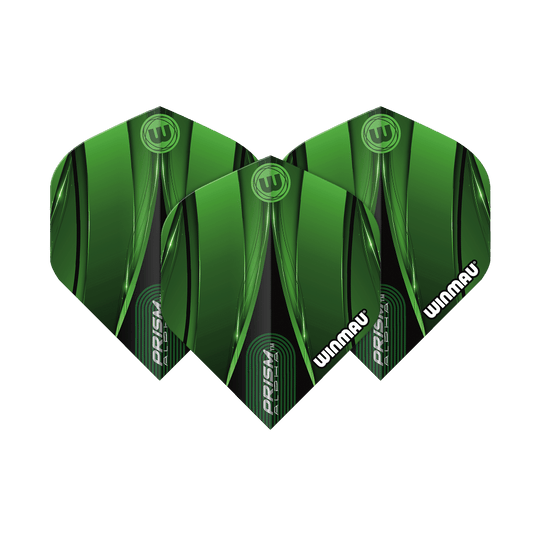 Vuelos estándar Winmau Alpha Sniper Green Das Bild zeigt drei grüne Dart-Flights des Modells „Winmau Alpha Sniper Green Standard Flights“. Die Flights haben ein modernes, grünes Design mit schwarzen Akzenten und dem weißen Winmau-Logo.