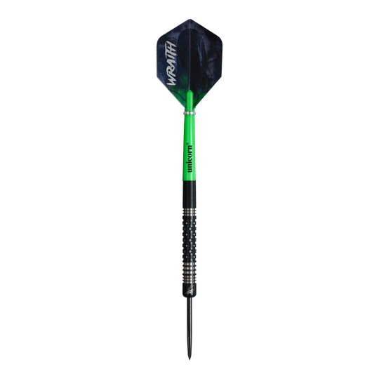 Unicorn Wraith James Wade Steeldarts sind auf dem Bild dargestellt. Sie haben ein modernes Design und sind hochwertig verarbeitet.
