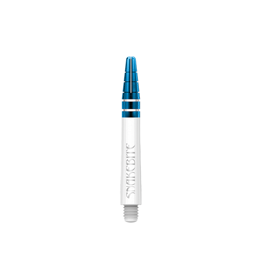 C802_Red_Dragon_Nitrotech_Peter_Wright_White_Blue_Shafts_39mm_183JVWw6h3JgDB Das Bild zeigt einen Red Dragon Nitrotech Peter Wright Blue Shaft mit einer Länge von 39 mm. Der Shaft ist in den Farben Blau und Silber gehalten und trägt die Aufschrift "Snakebite".