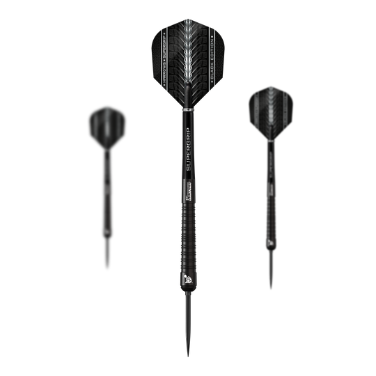 Dardos de acero Harrows Supergrip 90 Black Edition Quick Point