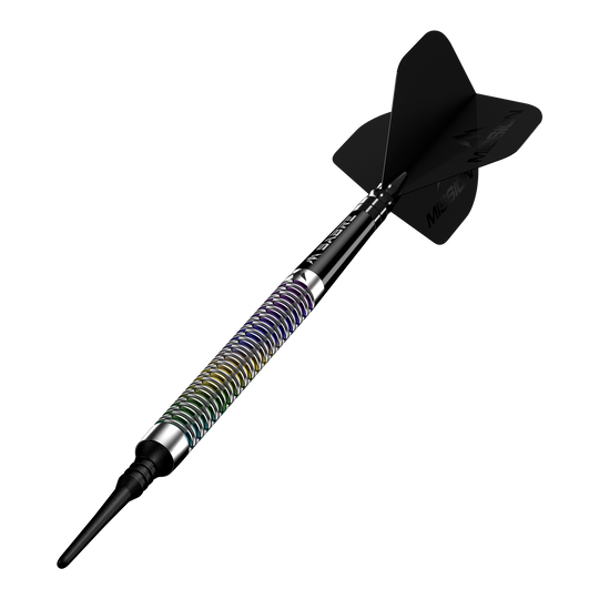 Dardos blandos Mission Kaleidos - 19 g Abgebildet ist das Produkt Mission Kaleidos Softdarts - 19g. Dies sind spezielle Softdarts für das Dartspiel.