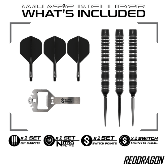 Dardos de acero Red Dragon Sable Parallel Switch Point Hier ist der Red Dragon Sable Parallel Switch Point Steeldarts zu sehen. Diese Steeldarts stehen für Qualität und Langlebigkeit.