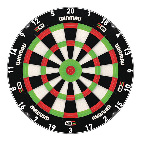 Das Bild zeigt das Winmau Equalizer Steeldartboard. Es handelt sich um ein professionelles Steeldartbrett für Dartspieler.