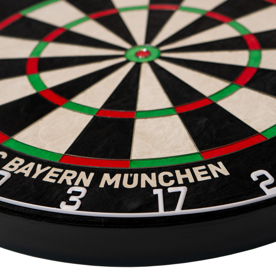 Diana de acero con cerdas del Bulls FC Bayern Munich Das Bild zeigt das Bulls FC Bayern München Bristle Steeldartboard. Es handelt sich um eine Scheibe zum Dartspielen mit dem Logo des FC Bayern München.