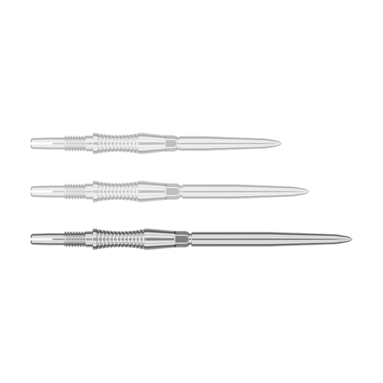 Puntas de dardos Target Swiss Point Signature RST - Plata Dargestellt ist eine Dartspitze mit dem Dateinamen '340302_Target_Swiss_Point_Dartspitzen_Signature_RST_Silber_42mm_1'. Zu sehen ist eine silberne Dartspitze mit 42mm Länge.