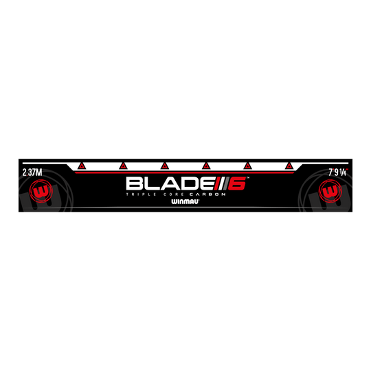 Línea de lanzamiento Winmau Blade 6 Das Bild zeigt die Abwurflinie "Winmau Blade 6". Auf der Linie sind die Maße 2,37 m und 7'9¼" zu sehen.
