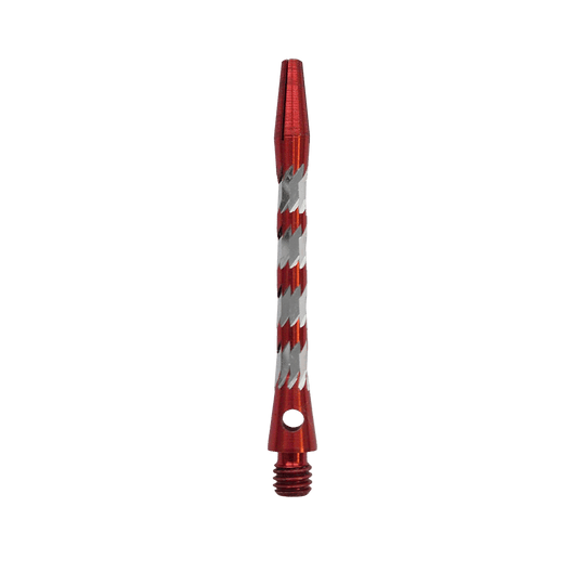 Ejes de aluminio Bulls NL Minor - Rojo - 46 mm Bulls NL Minor Aluminium Shafts in Rot, 46 mm lang. Das Bild zeigt einen roten Aluminiumschaft für Dartpfeile.