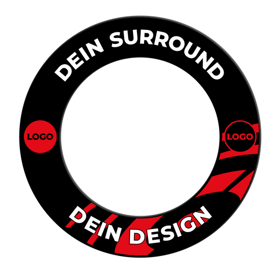Marco de diana con tu diseño Abgebildet ist ein schwarzes Dartboard-Surround. Es schützt die Wand und verleiht dem Dartbereich ein elegantes Aussehen.