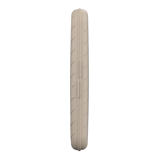 Estuche para dardos Harrows Slimcase Das Bild zeigt eine schlanke, steingraue Darttasche von der Seite. Die Oberfläche ist leicht strukturiert und die Tasche ist fest verschlossen.